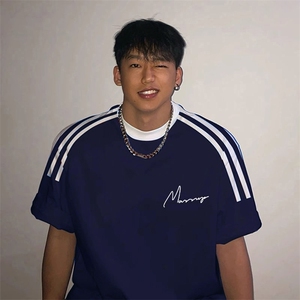 夏季美式高街重磅纯棉三条杠织带撞色男女短袖T恤ZD311-特P30图片