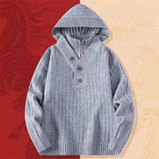 250930-TP65新年战袍情侣装秋冬季搭毛衣红色本命马年衣服拜年服，男装针织衫/毛衣，电商D310B