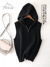 2025年秋季时尚百搭通勤简约休闲连帽无袖单件连帽，女装羊毛衫，哲奥羊绒