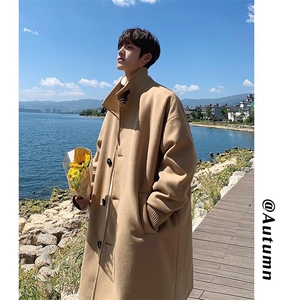 秋新高级感单排扣翻领大衣男女同款毛呢大码风衣外套J556-P110,男装毛呢大衣,电商A001-1