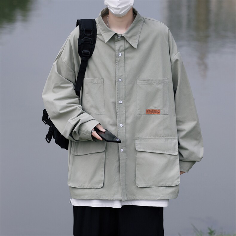 春装纯棉衬衫工装长袖衬衣男C30745,男装衬衫,电商C323
