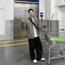 有货DWT122-特批60春秋日系复古立领夹克男生浅灰色外套，男装夹克，星座603-2