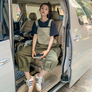 港风工装背带裤女夏薄款2025新款日系桔梗宽松慵懒休闲炸街潮图片