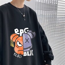 ！大码长袖t恤男印花加绒加厚圆领卫衣男WY294-P28加绒款-P33图片