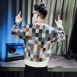 2025秋冬新款民族风情侣加厚菱形提花毛衣 A368-MZ033-P68,男装针织衫/毛衣,电商A368