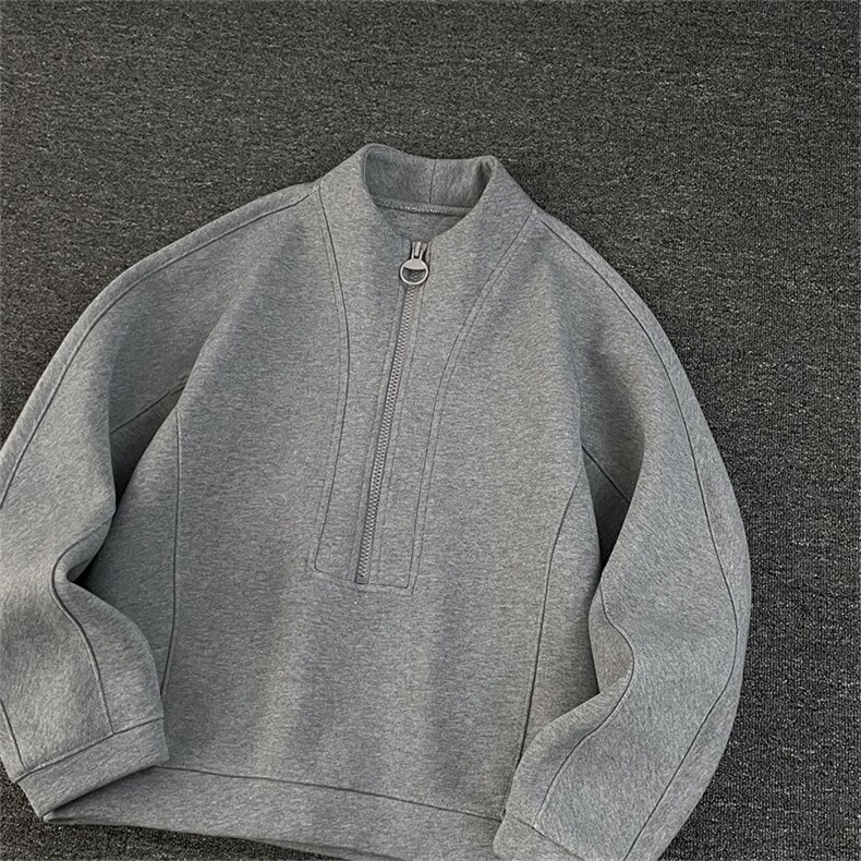 重磅高级感半高领拉链秋季卫衣男女套头cleanfit外套L81066-P42,女装短外套,星座1008