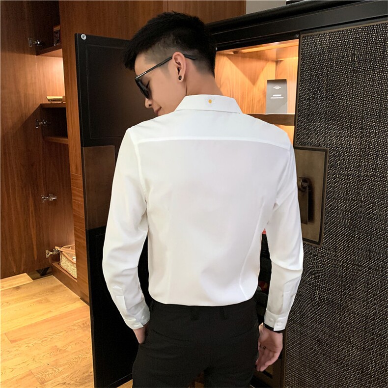 CSY82-P55控782021春秋装社会精神小伙小皱菊刺绣衬衫男潮,男装衬衫,星座102A（原电商D309-1）