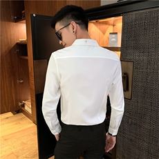 CSY82-P55控782021春秋装社会精神小伙小皱菊刺绣衬衫男潮，男装衬衫，星座102A（原电商D309-1）