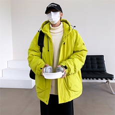 新款棉服羽绒棉保暖连帽拼色冬装情侣装韩版宽松棉袄K16-P95，男装棉衣，电商A128