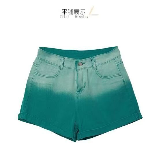 渐变设计感牛仔裤子女2025年夏季新款高腰直筒阔腿甜辣短裤ins潮,男装牛仔裤,星座506A