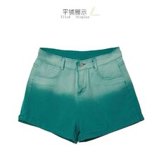 渐变设计感牛仔裤子女2025年夏季新款高腰直筒阔腿甜辣短裤ins潮，男装牛仔裤，星座506A