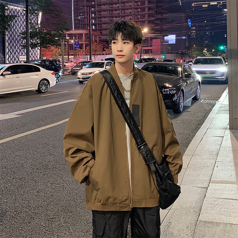JK751P68港风二开宽松棒球服夹克百搭落肩简约上衣外套,男装夹克,星座1204-3
