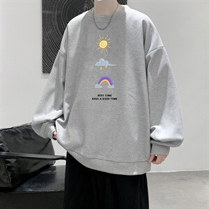 华夫格卫衣圆领卫衣男大码长袖t恤男外套HW762141-P30加绒款-P40图片