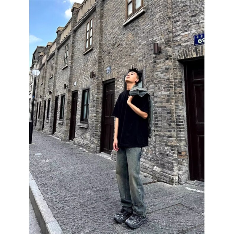 1506/QW0300/P45春秋新款牛仔外套男青年落肩袖复古牛仔外衣潮装,男装工装外套,星座1506