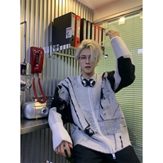 【有货】cleanfit撞色毛衣男高级痞帅开衫针织衫B06LL-特P68，男装针织衫/毛衣，星座1007（原301D）