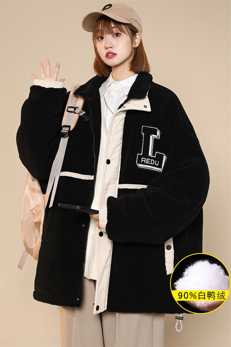 冬装中性风羊羔绒个性外套加绒加厚羽绒服男女8103-P185控价258,男装羽绒服,电商A441-1