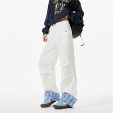 抖音品质春季美式高街格子拼接宽松休闲裤B315-K869-p55控78，男装休闲裤，电商B315