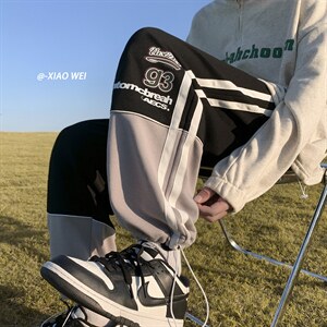 秋装新款卫裤宽松长裤条纹运动裤D329-QM515-P55-控78图片