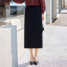 BAO现货2026春秋新款时尚简约百搭高腰显瘦通勤气质中长款半身裙，女装半身裙，卡杰菲