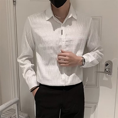 春夏高级感新款提花痞帅男士长袖衬衫男修身上衣CS306-P45，男装衬衫，星座1109-3