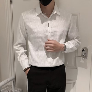 春夏高级感新款提花痞帅男士长袖衬衫男修身上衣CS306-P45图片