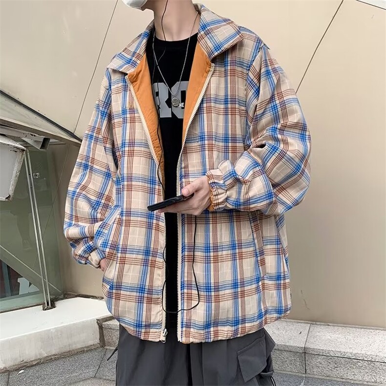 春秋季潮牌日系两面穿外套男ins宽松上衣休闲工装夹克W3621-P52,男装夹克,星座512-2