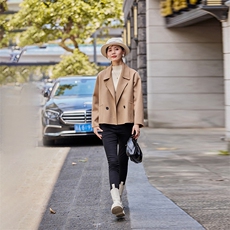 2024秋冬新款宽松显瘦赫本风毛呢外套，女装双面呢大衣，怡欣双面呢工厂店