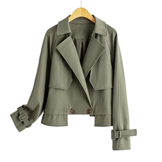 水衣源2795款军绿色短款时尚休闲风衣女，女装风衣，水衣源