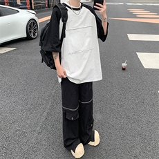 T恤男士短袖韩版潮流拼色痞子帅气2024夏季ins宽松体恤ST428-P30，男装T恤，星座412-3