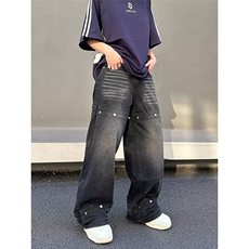2026新款ins潮流流行黑灰牛仔裤简约文艺原宿慵懒K60936-P49网图，男装牛仔裤，电商B245