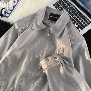 美式潮牌情侣设计感夹克宽松复古重工刺绣棒球服外套女男C415-75图片
