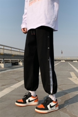 春季新款条纹拼接华夫格垂感排扣大码宽松休闲裤A161-K7271-P55，男装休闲裤，电商A161-2