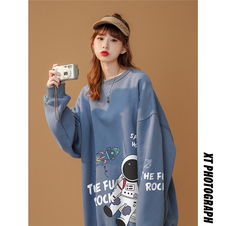 春装衔接新款百搭潮流韩版小众宇航员宽松圆领卫衣W149P30控48,男装卫衣,A247A
