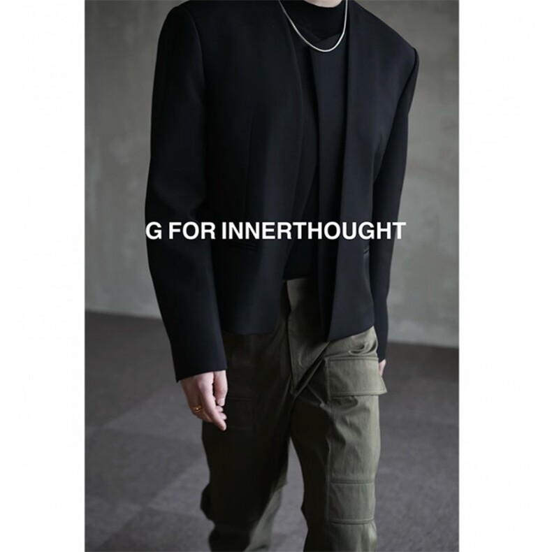 网图 G FOR INNERTHOUGHT无领短款夹克西装男XF408-P75图片