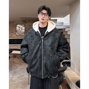 复古做旧座山雕加厚连帽外套男女宽松高级感皮棉衣981 P118图片