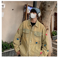F644P78网红美式街头黄泥水洗做旧复古牛仔衣男女宽松夹克外套，男装夹克，星座512-6