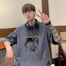 量大优供抖音视频支持得物配合二开美式满天星亮片短袖T恤MTX355，男装T恤，电商A486
