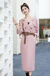高级感长袖西装裙女2024春秋季新款气质通勤收腰系带风衣式连衣裙图片