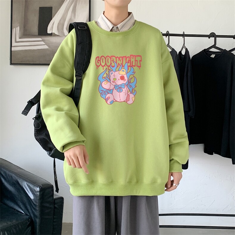 Y2544P38秋冬圆领潮牌印花上衣打底衫直筒长袖卫衣港风,男装卫衣,星座510A-1