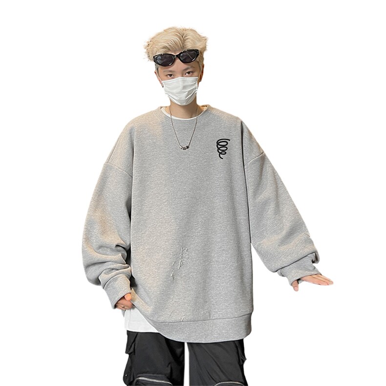 华夫格！华夫格上衣男圆领华夫格卫衣男大码长袖t恤男HY203-特P23,男装T恤,电商B367