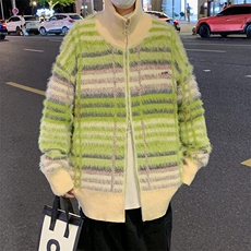 条纹毛衣日系慵懒复古男士针织衫秋冬季新款外套高级感线衣服，男装针织衫/毛衣，星座716-2