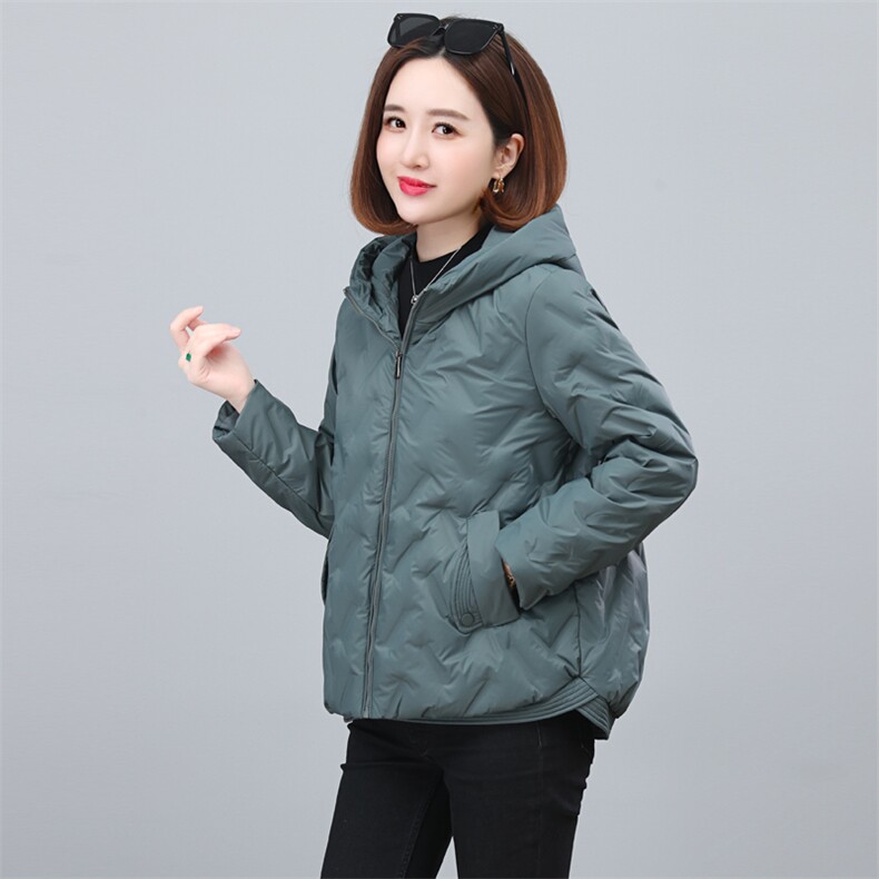 时尚宽松连帽羽绒服冬季保暖轻薄外套显瘦百搭女装,女装羽绒服,依恋蒂丝