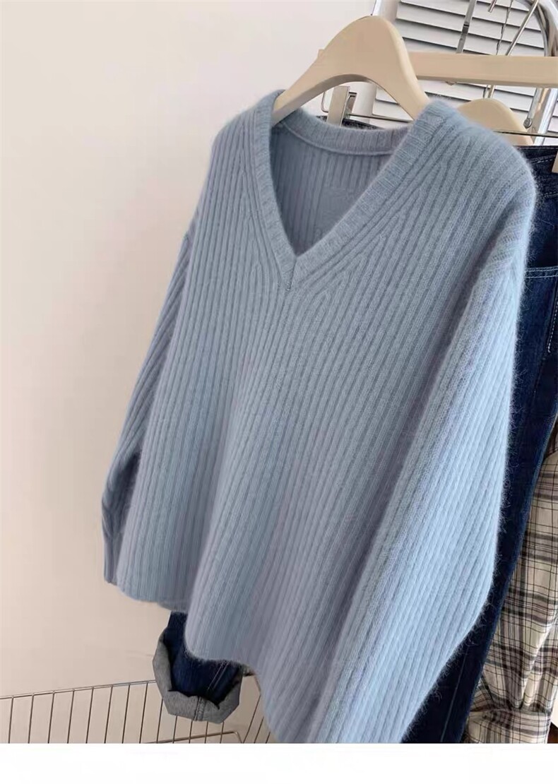 2025年秋季时尚百搭通勤简约休闲V领套衫休闲/淑女，女装针织衫/毛衣，琳尚羊绒