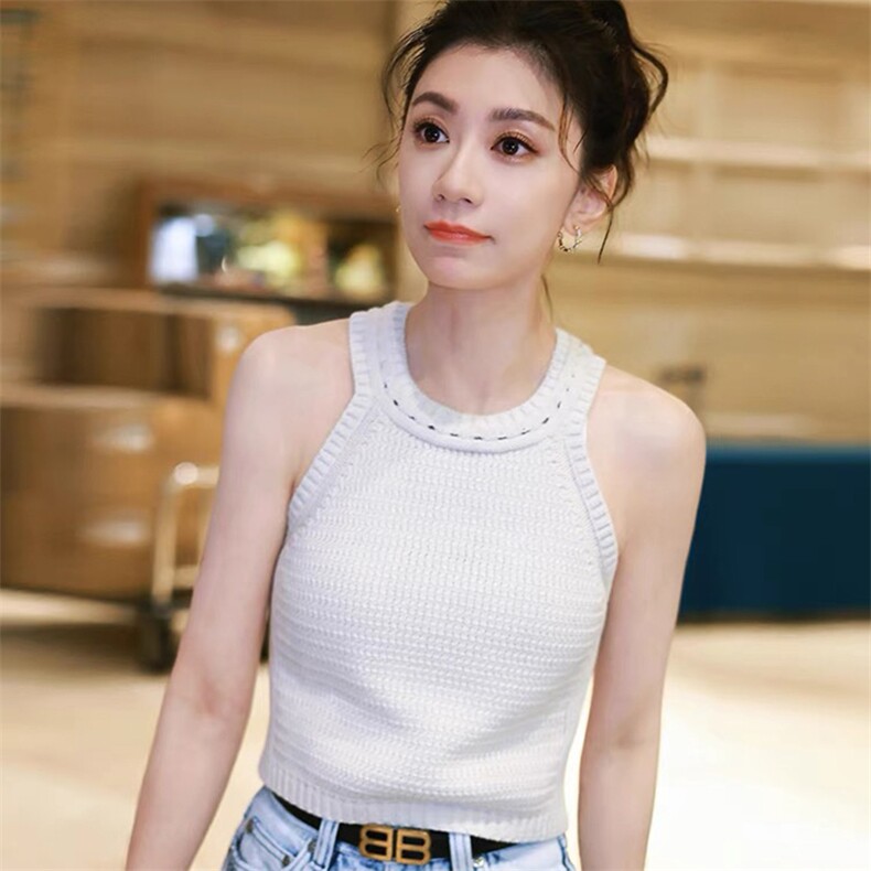 气质女神~贾某雯同款七针双股纯山女背心双股加厚吊带，女装背心吊带，君贝羊绒