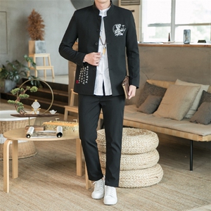 秋冬季风中山装秋装套装男士唐装两件套A334-TZ709-P125，男装民族服装，电商B339(原A334）