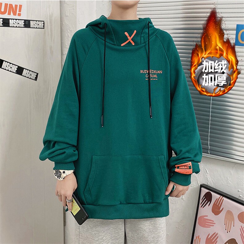 8XL-M现货港风连帽加绒加厚卫衣男2023冬季新款加肥加大码控价98，男装卫衣，钱塘717(原712)