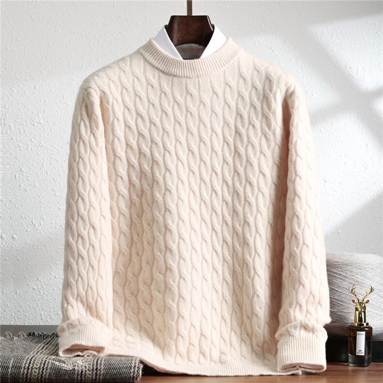 2025年秋季圆领套头男式小妞花半高领时尚百搭，男装羊毛衫，暖思雅