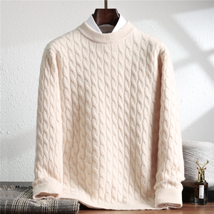 2025年秋季圆领套头男式小妞花半高领时尚百搭，男装羊毛衫，暖思雅