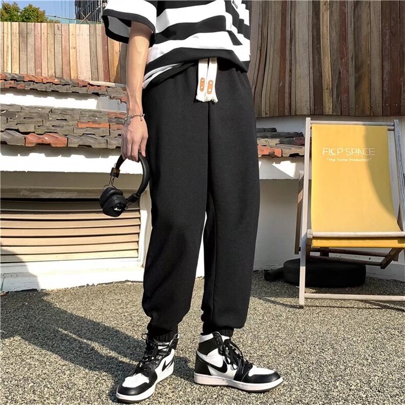 春夏运动休闲裤男直筒垂感ins潮牌港风B412P32图片