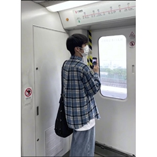 vintage蓝色美式复古格纹衬衫男cleanfit格子衬衣外套CS301-P45，男装衬衫，星座1007（原301D）